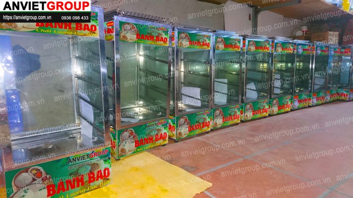 Tủ hấp nóng trưng bày bánh bao mini cao cấp 4 tầng - An Việt