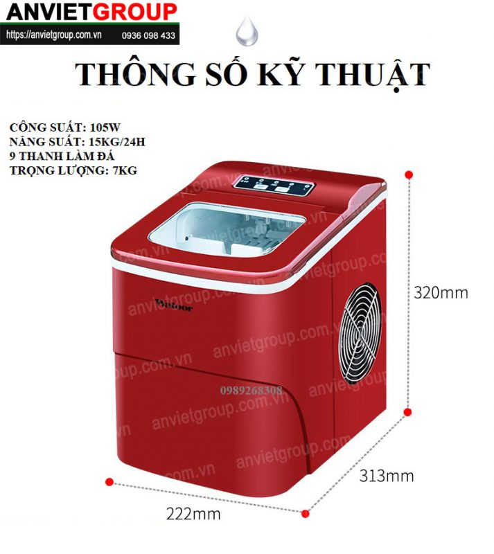 Máy làm đá viên đá bi mini Watoor WZB-16H An Việt