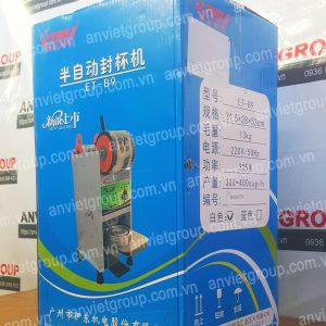 Máy dán ép, dập đậy nắp miệng ly cốc hộp bán tự động (tự cuộn màng) Eton B9 10 Máy dán ép dập đậy nắp miệng ly cốc bán bán tự động cuộn màng Eton B9