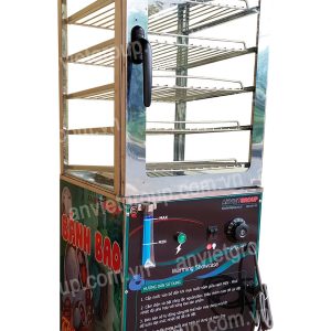 Tủ máy hấp nóng giữ nhiệt trưng bày bảo quản bánh bao mini có bánh xe An Việt
